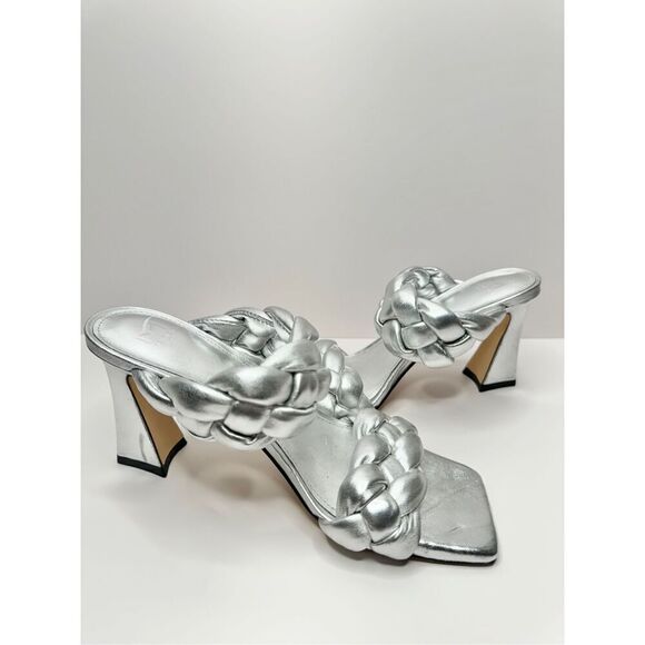 Marc Fisher Sandals Womens Size 7 Leather Braided Square Toe Slip On Heels - Picture 7 of 10